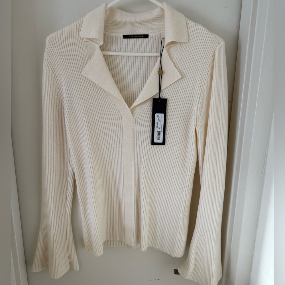 Kobi Halperin Cream Ribbed Sweater